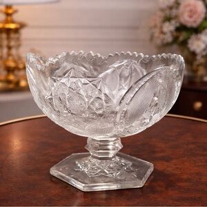 Vintage cut glass compote bowl